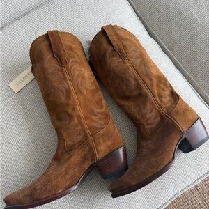 Tecovas Women's Tan Suede Heeled Boots